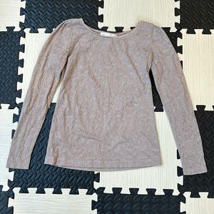 LOFT Tan Mesh Lace Long Sleeve Top Size XS